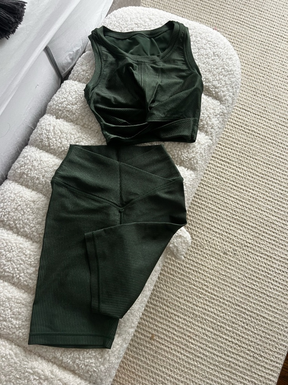 Dark Green Ribbed Two-Piece Active Set - Aerie